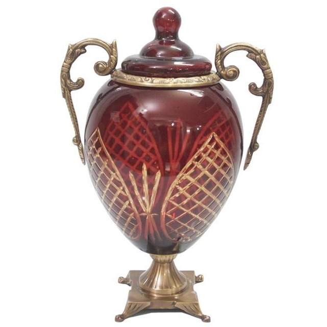 ΑΜΦΟΡΕΑΣ ΧΕΙΡΟΠΟΙΗΤΟ ΜΕ ΤΑΓΙΑΡΙΣΜΕΝΟ ΚΟΚΚΙΝO ΓΥΑΛΙ Γυαλί 18*36