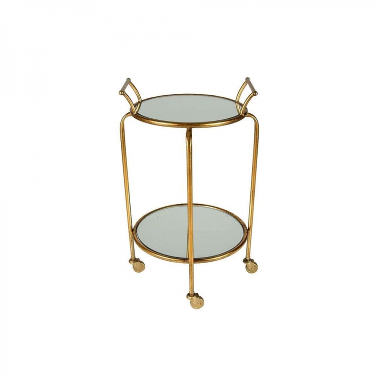 ΤΡΑΠΕΖΑΚΙ - ΤΡΟΛΕΪ  ΧΡΥΣΟ ΜΕ ΚΑΘΡΕΠΤΗ Μέταλλο Φ24*76 CM