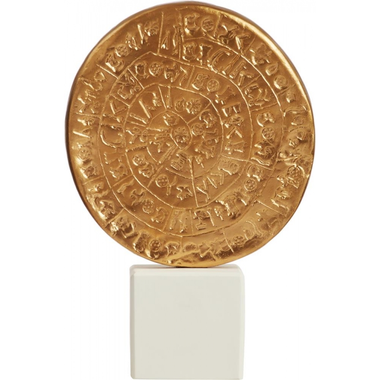 ΧΕΙΡΟΠΟΙΗΤΟΣ ΔΙΣΚΟΣ ΤΗΣ ΦΑΙΣΤΟΥ ΧΡΥΣΟΣ -Phestos disc d13 Κεραμικό δια:9,50 Υ:14,5 cm