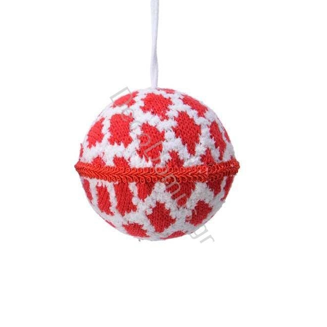 ΜΠΑΛΑ ΛΕΥΚΗ-ΚΟΚΚΙΝΗ ΜΕ ΡΟΜΒΟΥΣ Ύφασμα Φ8