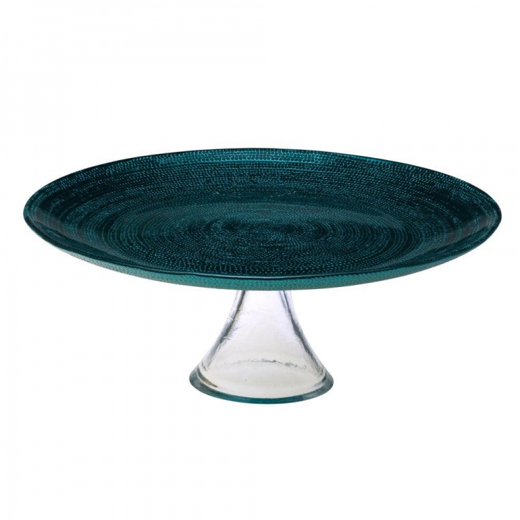 ΤΟΥΡΤΙΕΡΑ - ΠΙΑΤΕΛΑ ΜΕ ΠΟΔΙ - ΠΛΑΤΟ ``MOSAIC`` ΠΡΑΣΙΝΟ Γυαλί Φ32*10.5