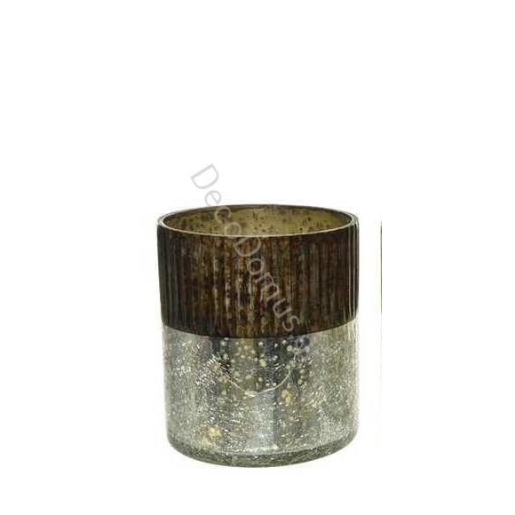 ΚΗΡΟΠΗΓΙΟ ΚΑΦΕ-ΧΡΥΣΟ ΚΡΑΚΕΛΕ ΑΝΤΙΚΕ ΜΕ ΓΡΑΜΜΕΣ Γυαλί Φ12.5*Η13