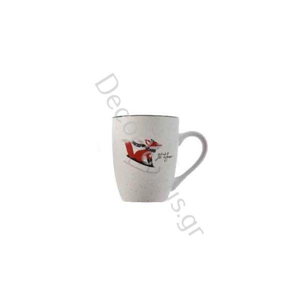 ΧΡΙΣΤΟΥΓΕΝΝΙΑΤΙΚΗ ΚΟΥΠΑ ΛΕΥΚΗ ΜΕ ΑΛΕΠΟΥ Πορσελάνη 8x12xh11