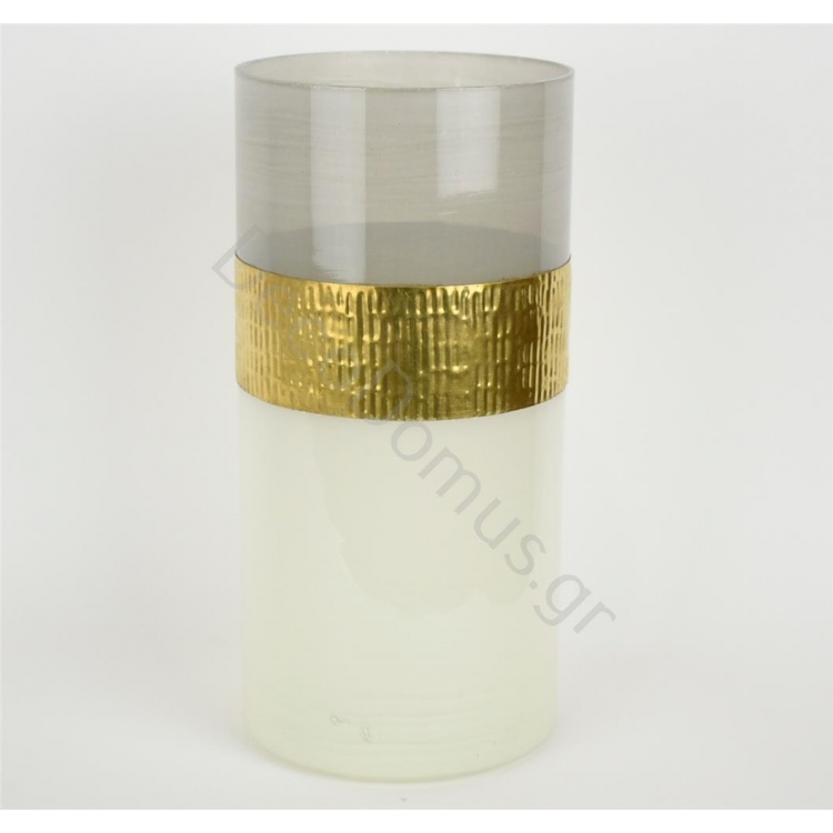 ΚΗΡΟΠΗΓΙΟ ΔΙΑΦΑΝΟ-ΛΕΥΚΟ ΜΕ ΧΡΥΣΗ ΛΕΠΤΟΜΕΡΕΙΑ Μέταλλο Φ13xh25.5