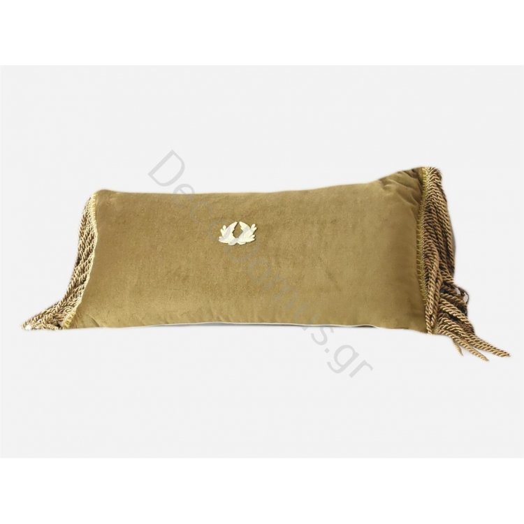 ΜΑΞΙΛΑΡΙ ΠΑΡΑΛΛΗΛΟΓΡΑΜΜΟ VELVET ΜΠΡΟΝΖΕ-ΧΡΥΣΟ ΜΕ ΓΕΜΙΣΗ Βελούδο 35x65