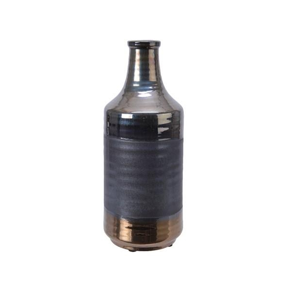 ΒΑΖΟ ΜΕ ΚΑΦΕ-ΓΚΡΙ ΜΕΤΑΛΛΙΚΟ ΧΡΩΜΑ Stoneware Φ16xh45