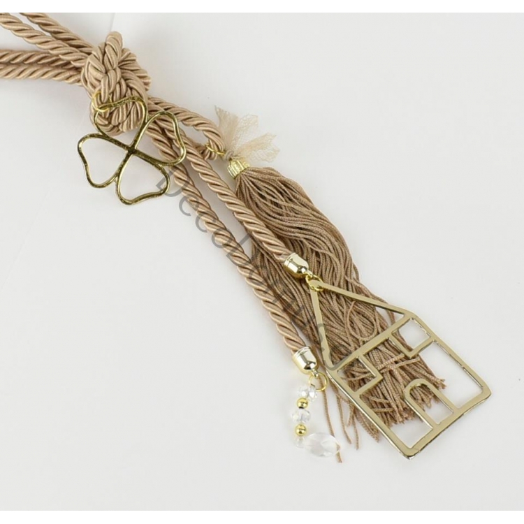 ΓΟΥΡΙ ΜΕ ΜΠΕΖ ΚΟΡΔΟΝΙ ΚΑΙ ΧΡΥΣΟ 4ΦΥΛΛΟ ΚΑΙ ΣΠΙΤΙ Μέταλλο 46 CM